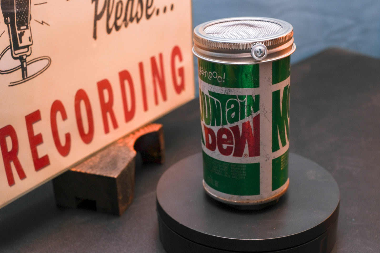 Lo Fi Soda Can Microphone - 1960s Yahoo Mountain Dew
