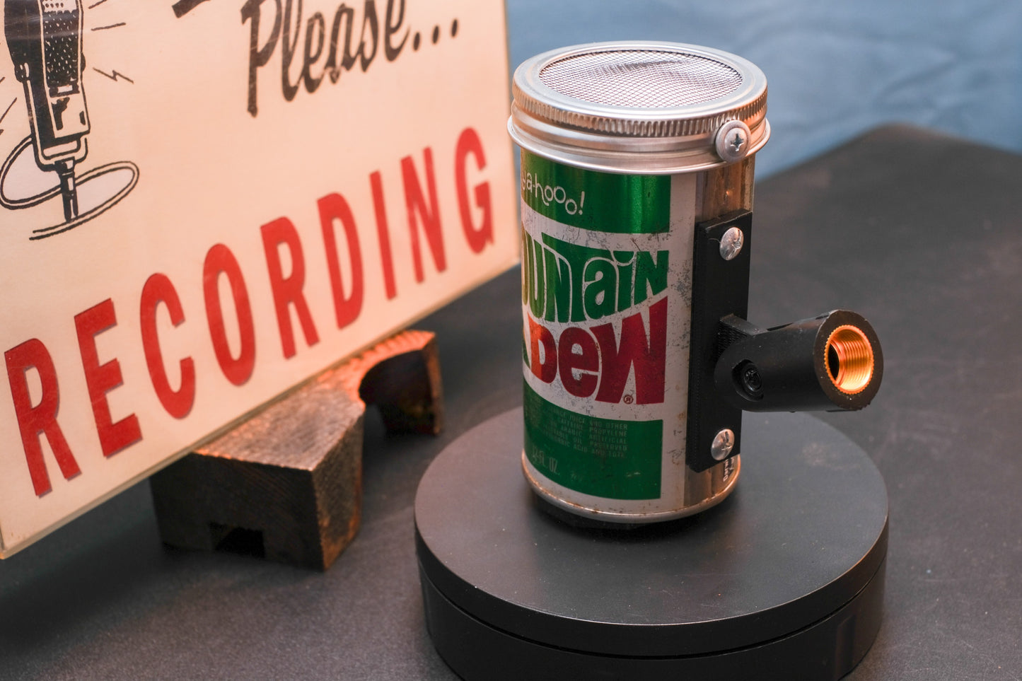 Lo Fi Soda Can Microphone - 1960s Yahoo Mountain Dew