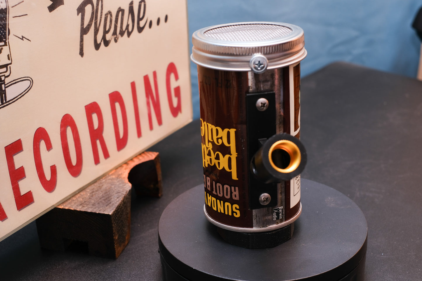 Lo Fi Soda Can Microphone - 1960s Brown Comic Can Beetle Bailey