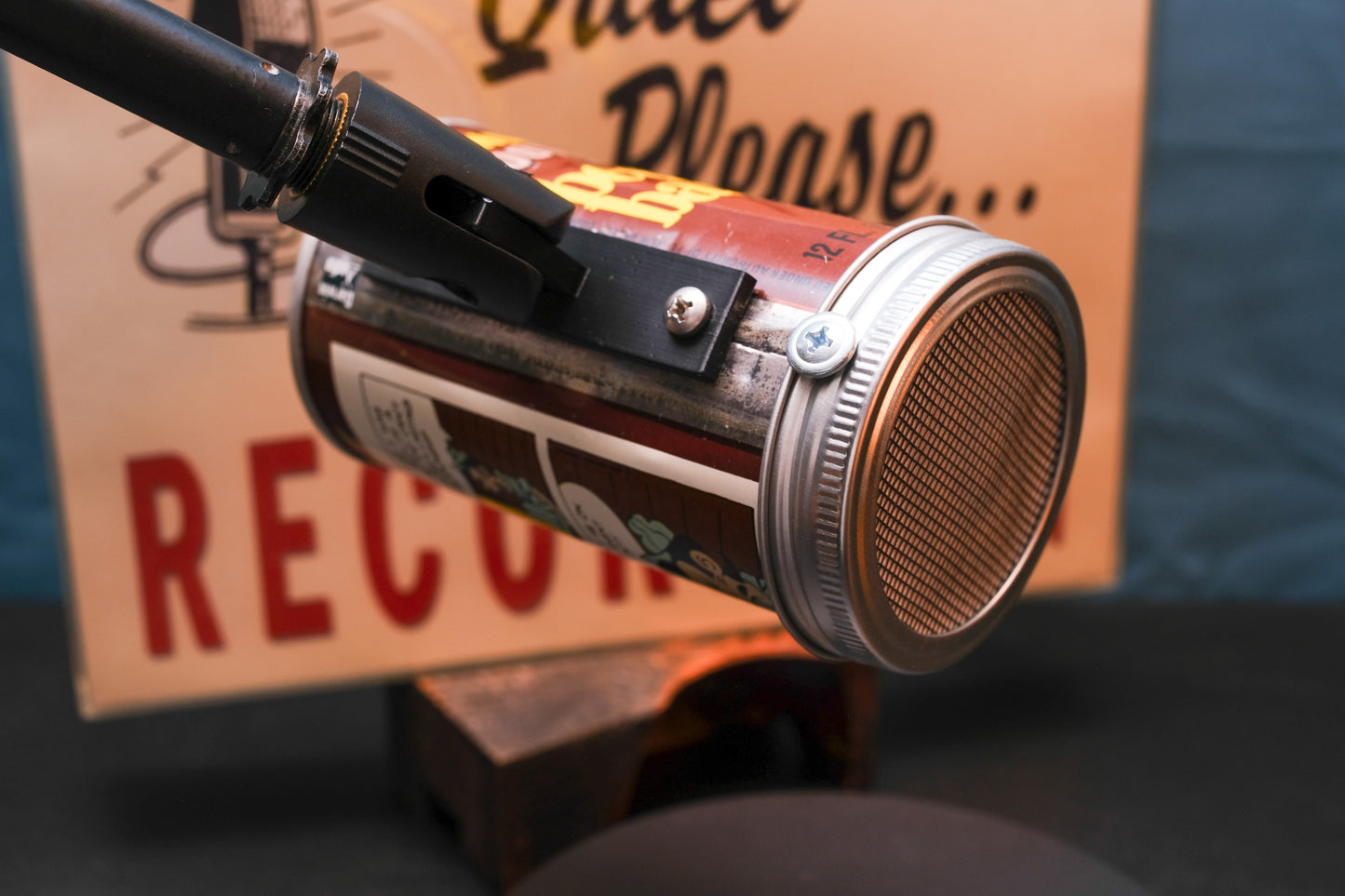 Lo Fi Soda Can Microphone - 1960s Brown Comic Can Beetle Bailey