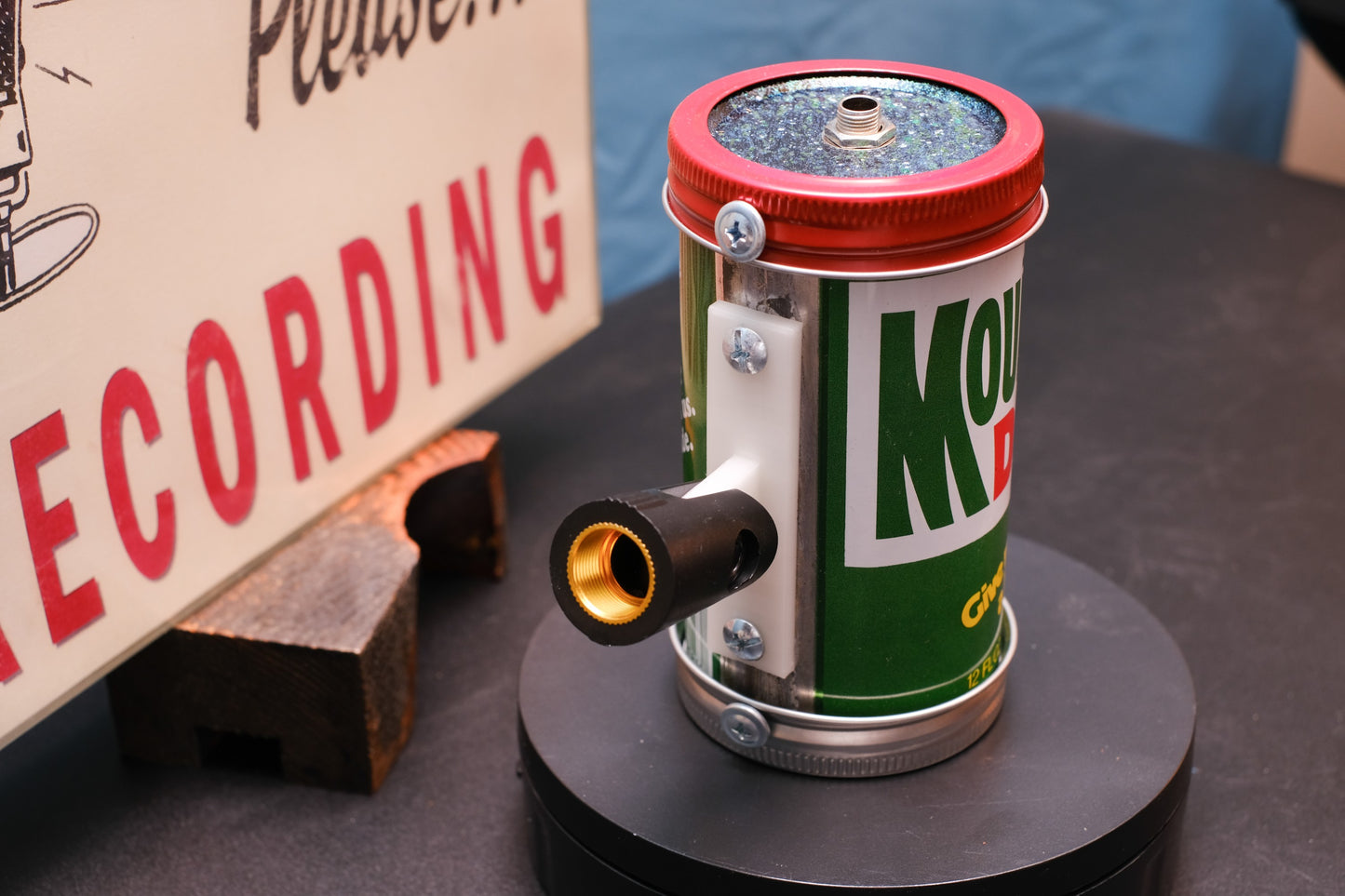 Lo Fi Soda Can Microphone - 1970s Rare T-Shirt Contest Mountain Dew