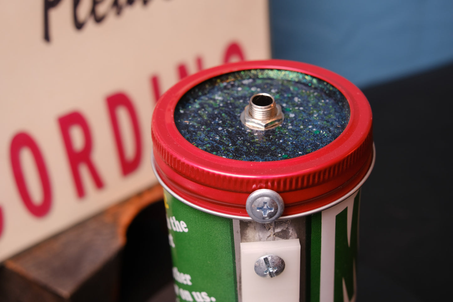 Lo Fi Soda Can Microphone - 1970s Rare T-Shirt Contest Mountain Dew