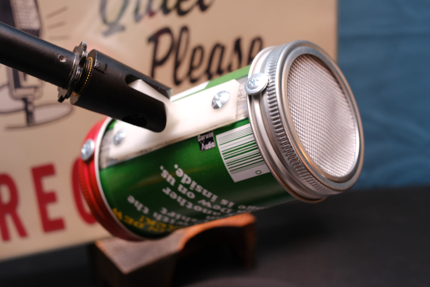 Lo Fi Soda Can Microphone - 1970s Rare T-Shirt Contest Mountain Dew