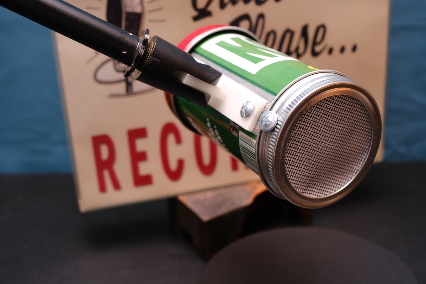 Lo Fi Soda Can Microphone - 1970s Rare T-Shirt Contest Mountain Dew