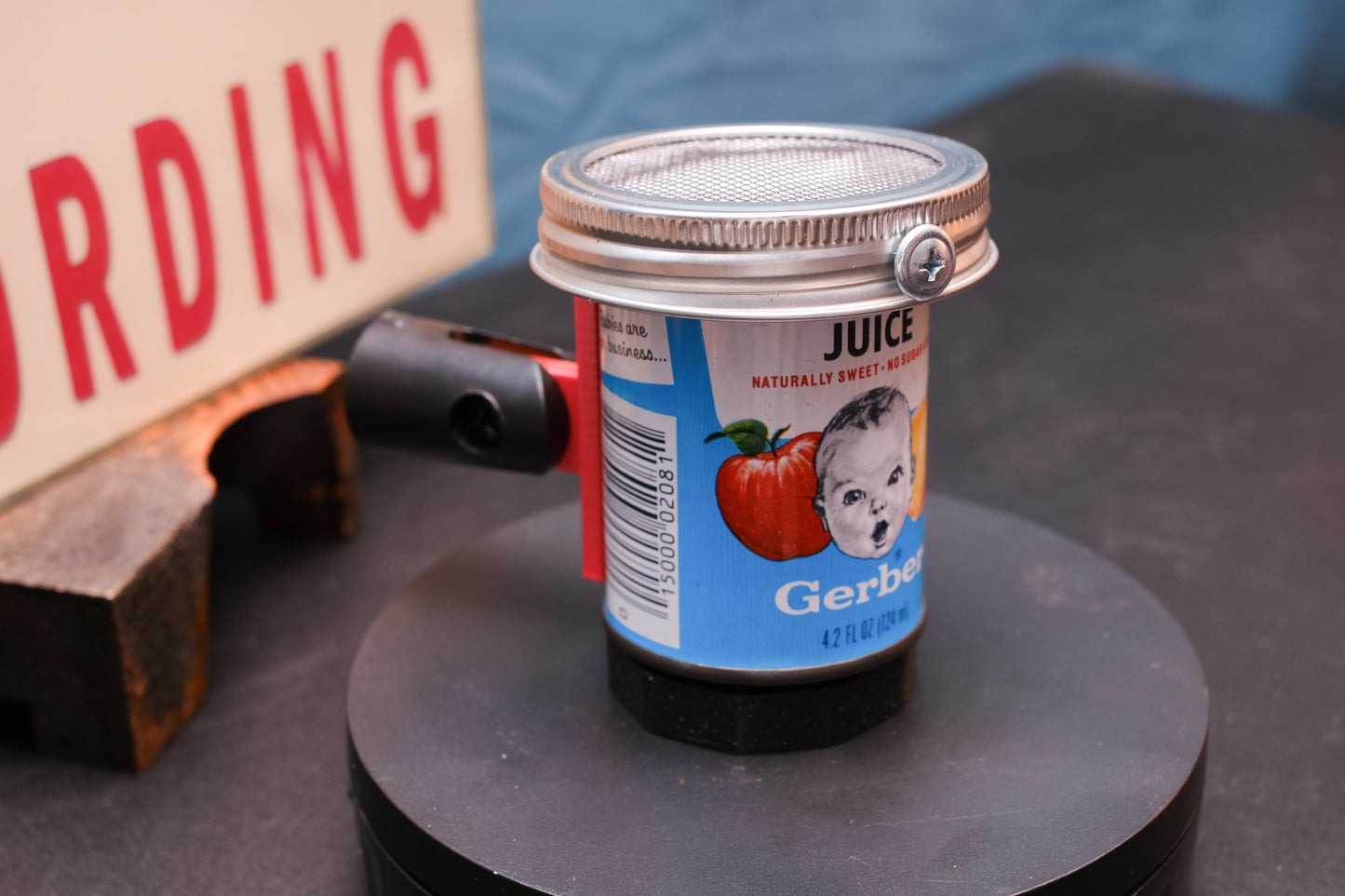 Lo Fi Can Microphone - 1970s Apple Peach Gerber Baby Juice