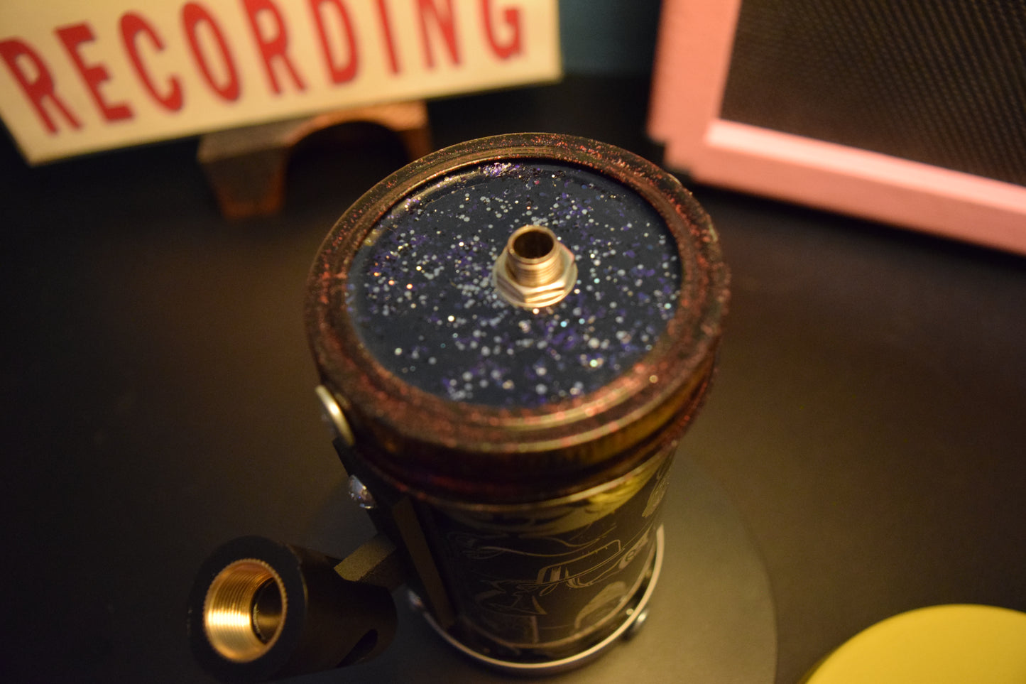 Lo Fi Beer Can Microphone - 1950s Boeing Wind Tunnel Rainier, Dark Blue Chef's Menu