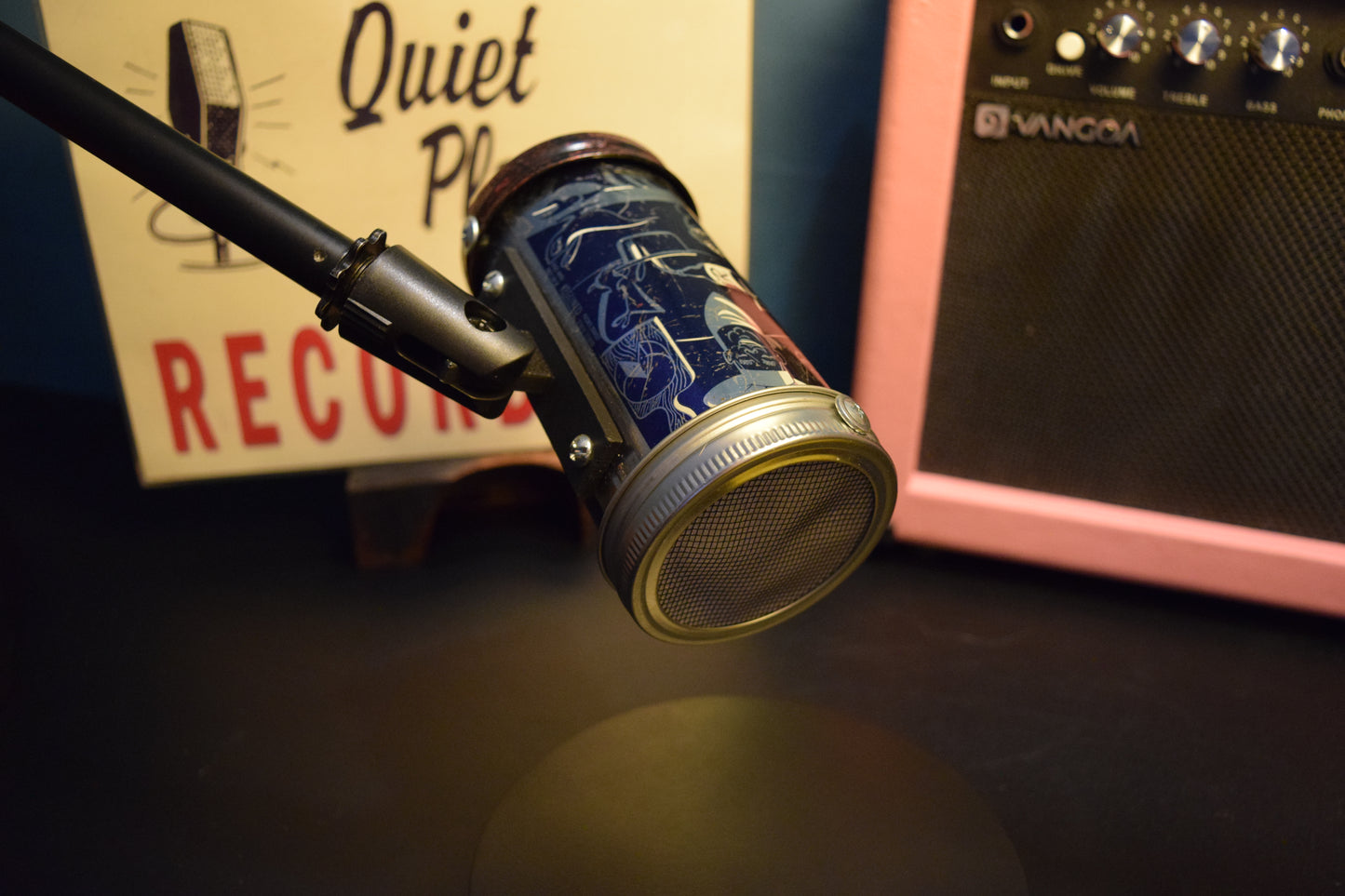 Lo Fi Beer Can Microphone - 1950s Boeing Wind Tunnel Rainier, Dark Blue Chef's Menu