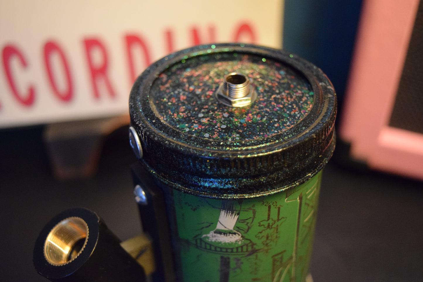 Lo Fi Beer Can Microphone - 1950s Boeing Wind Tunnel Rainier, Light Green Pacific Northwest Map