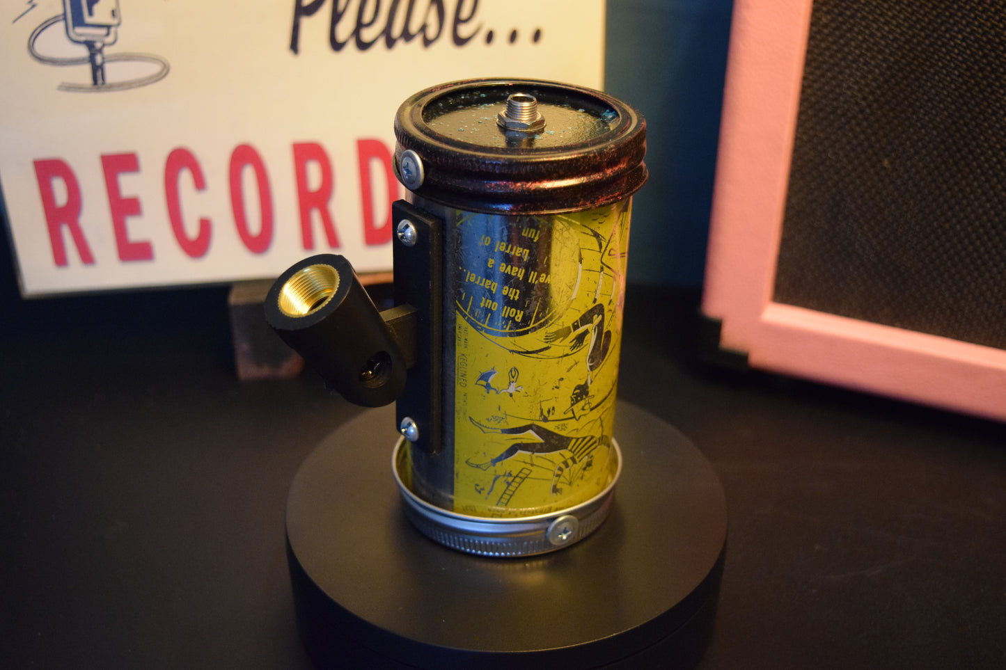 Lo Fi Beer Can Microphone - 1950s Boeing Wind Tunnel Rainier, Yellow Bavarian Circus