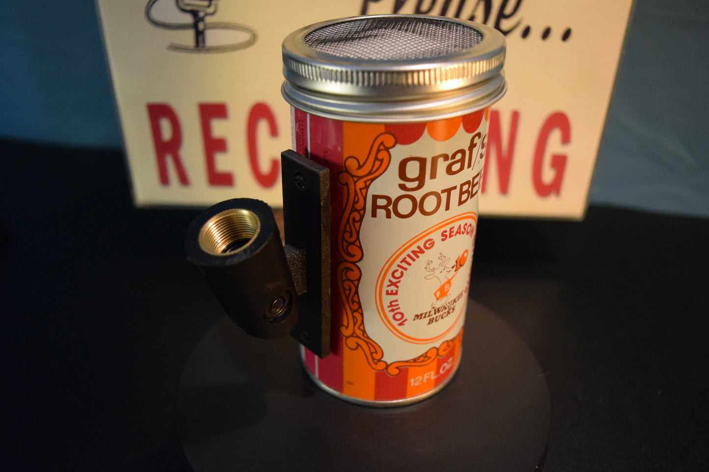 Lo Fi Soda Can Microphone - Graf's Root Beer, 1977 Milwaukee Bucks