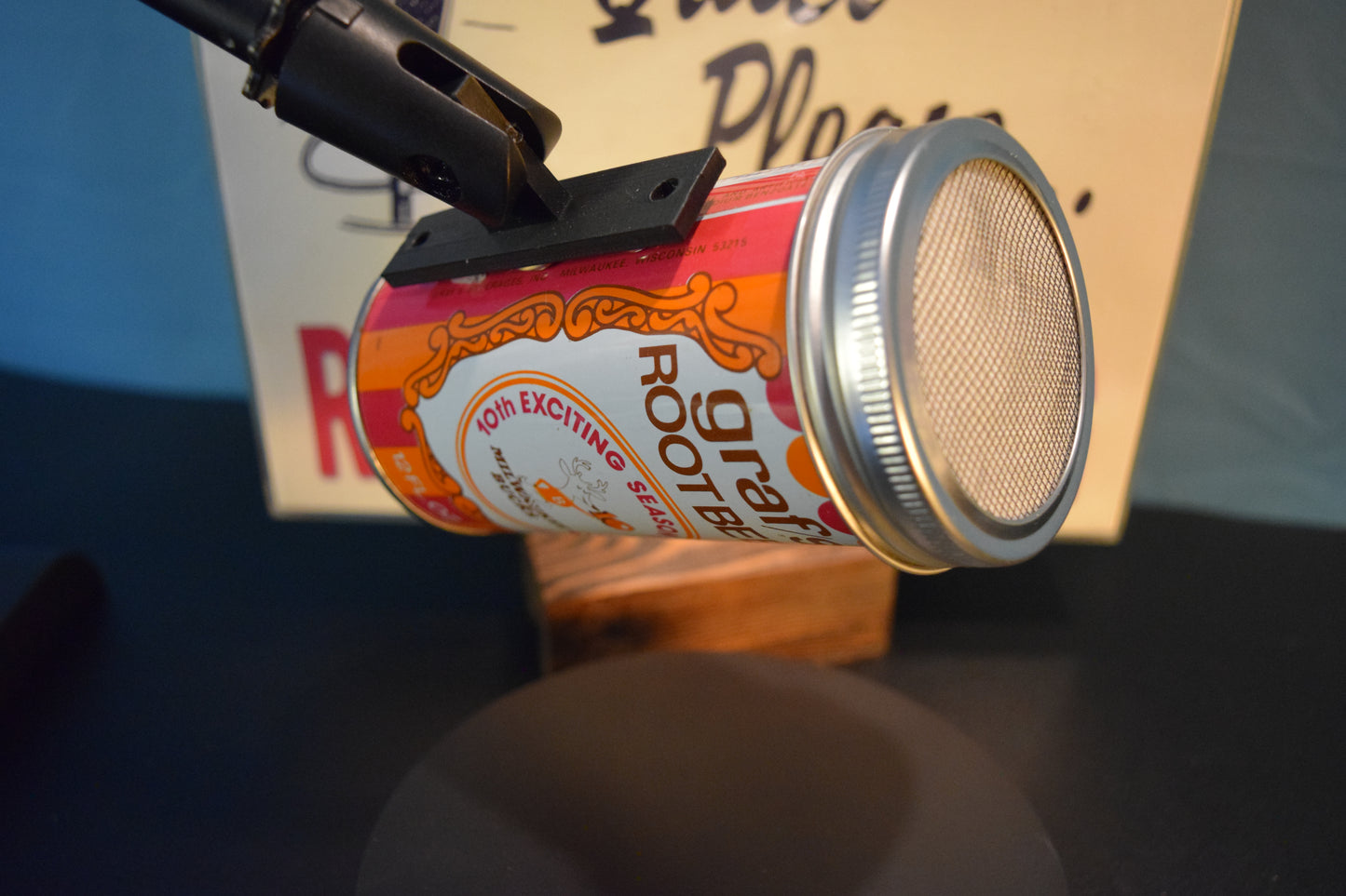 Lo Fi Soda Can Microphone - Graf's Root Beer, 1977 Milwaukee Bucks