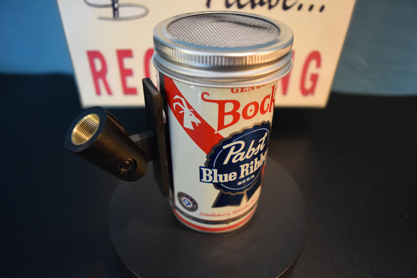 Lo Fi Beer Can Microphone - Pabst Blue Ribbon PBR Goat