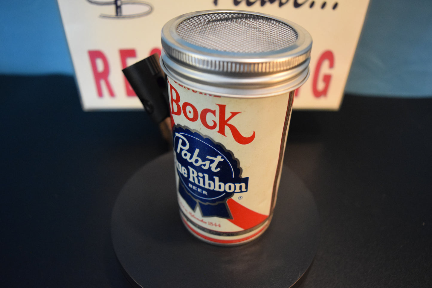 Lo Fi Beer Can Microphone - Pabst Blue Ribbon PBR Goat