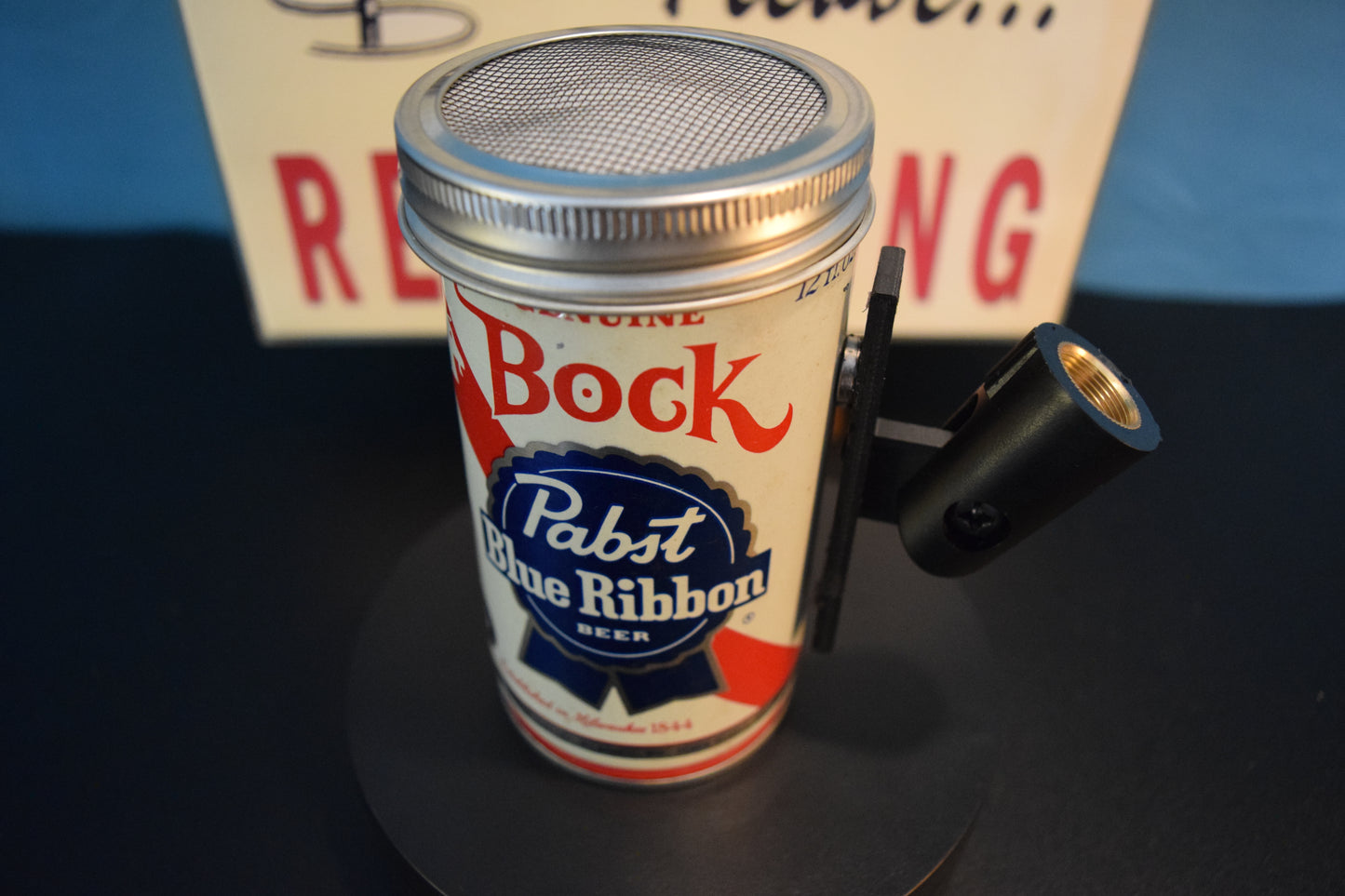 Lo Fi Beer Can Microphone - Pabst Blue Ribbon PBR Goat