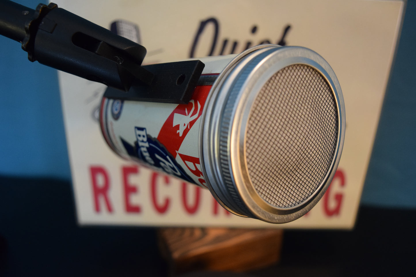 Lo Fi Beer Can Microphone - Pabst Blue Ribbon PBR Goat