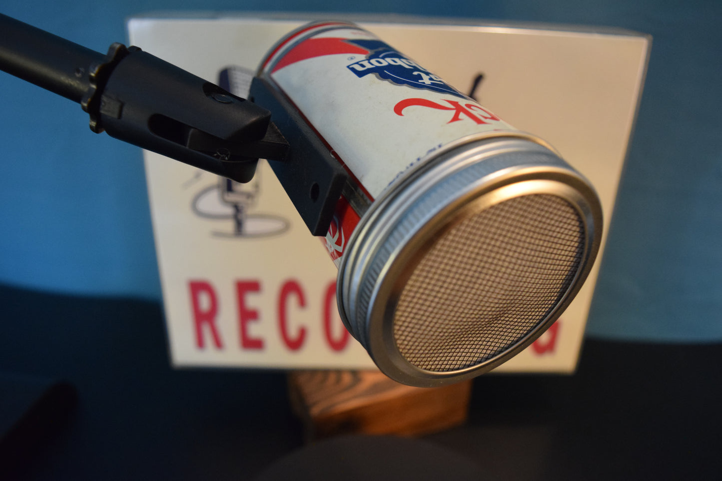 Lo Fi Beer Can Microphone - Pabst Blue Ribbon PBR Goat