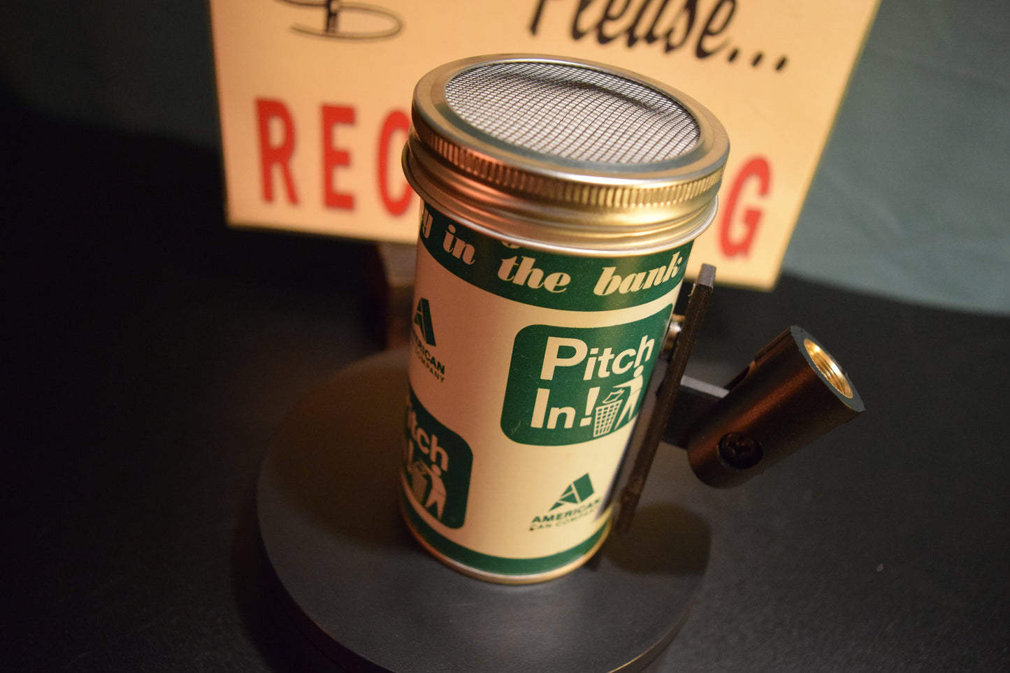 Lo Fi Steel Can Piggy Bank Microphone - Pitch In