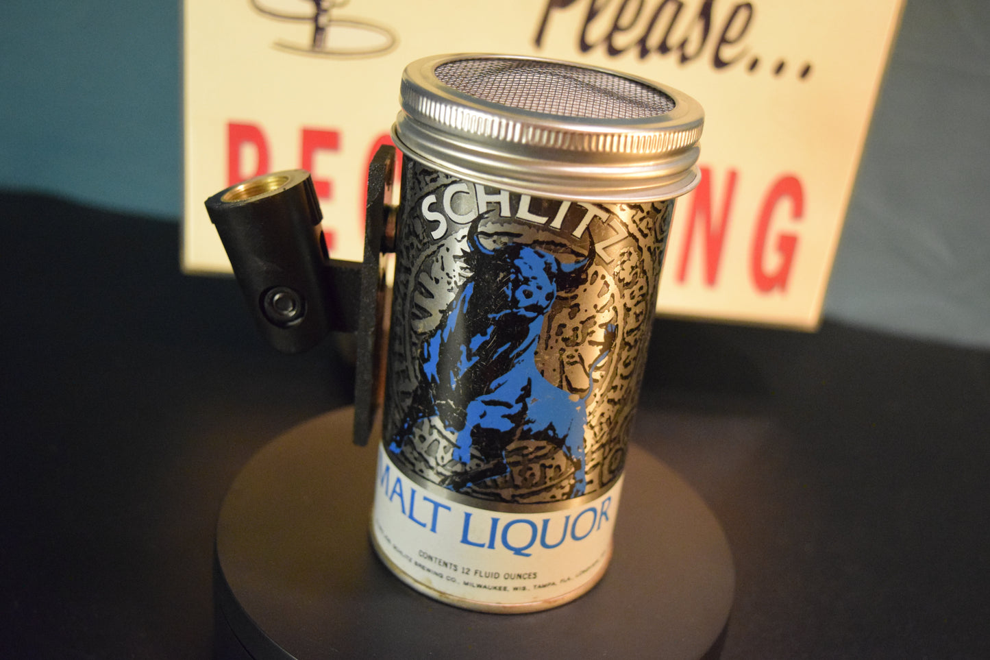 Lo Fi Beer Can Microphone - Schlitz Blue Bull