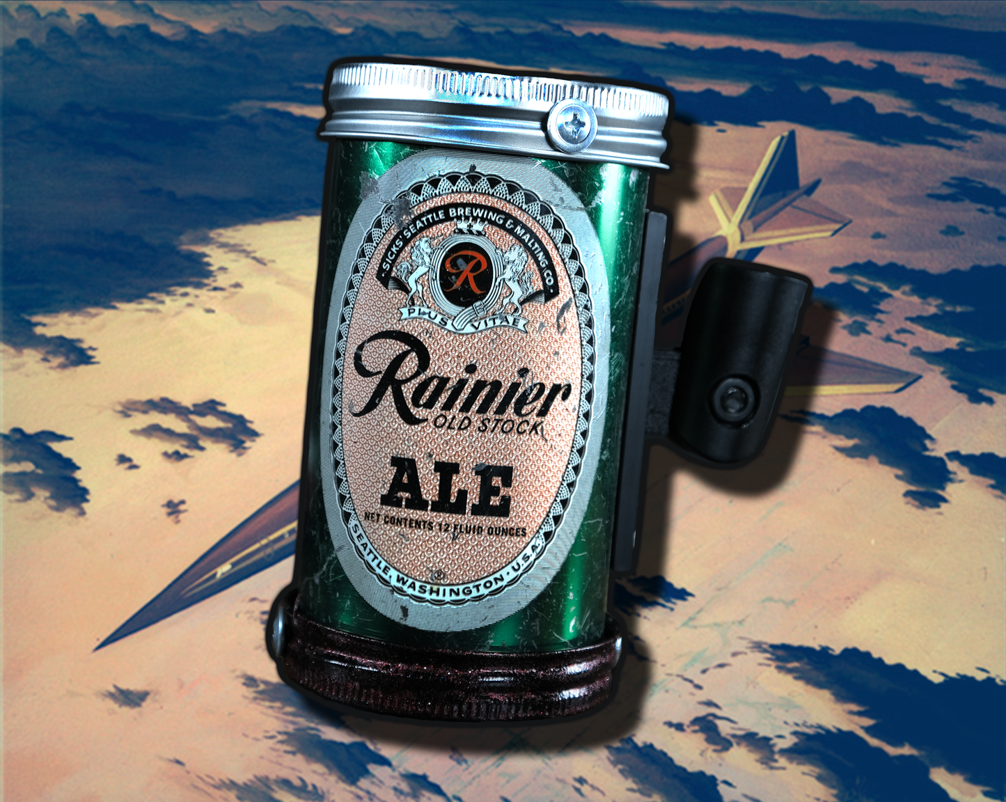 Lo Fi Beer Can Microphone - 1950s Boeing Wind Tunnel Rainier, Emerald Old Stock Unicorn