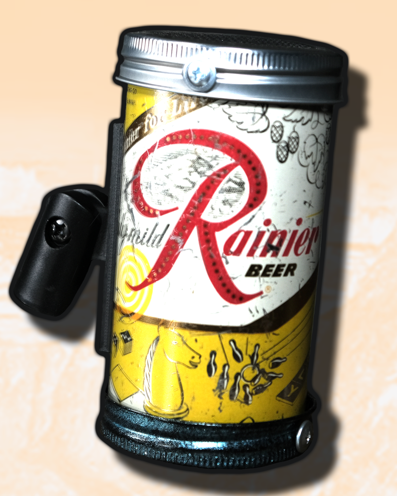 Lo Fi Beer Can Microphone - 1950s Boeing Wind Tunnel Rainier, Yellow Parlor and Board Games