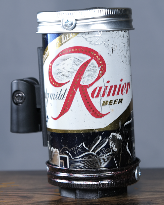 Lo Fi Beer Can Microphone - 1950s Boeing Wind Tunnel Rainier, Dark Blue Chef's Menu