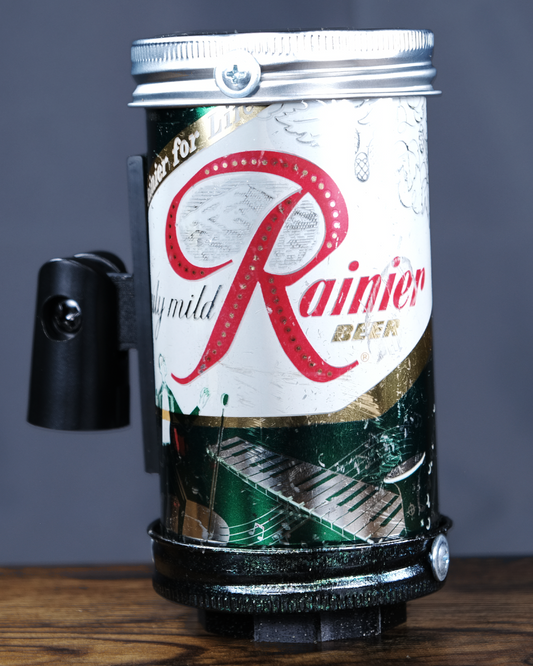 Lo Fi Beer Can Microphone - 1950s Boeing Wind Tunnel Rainier, Dark Green Dance Hall Party