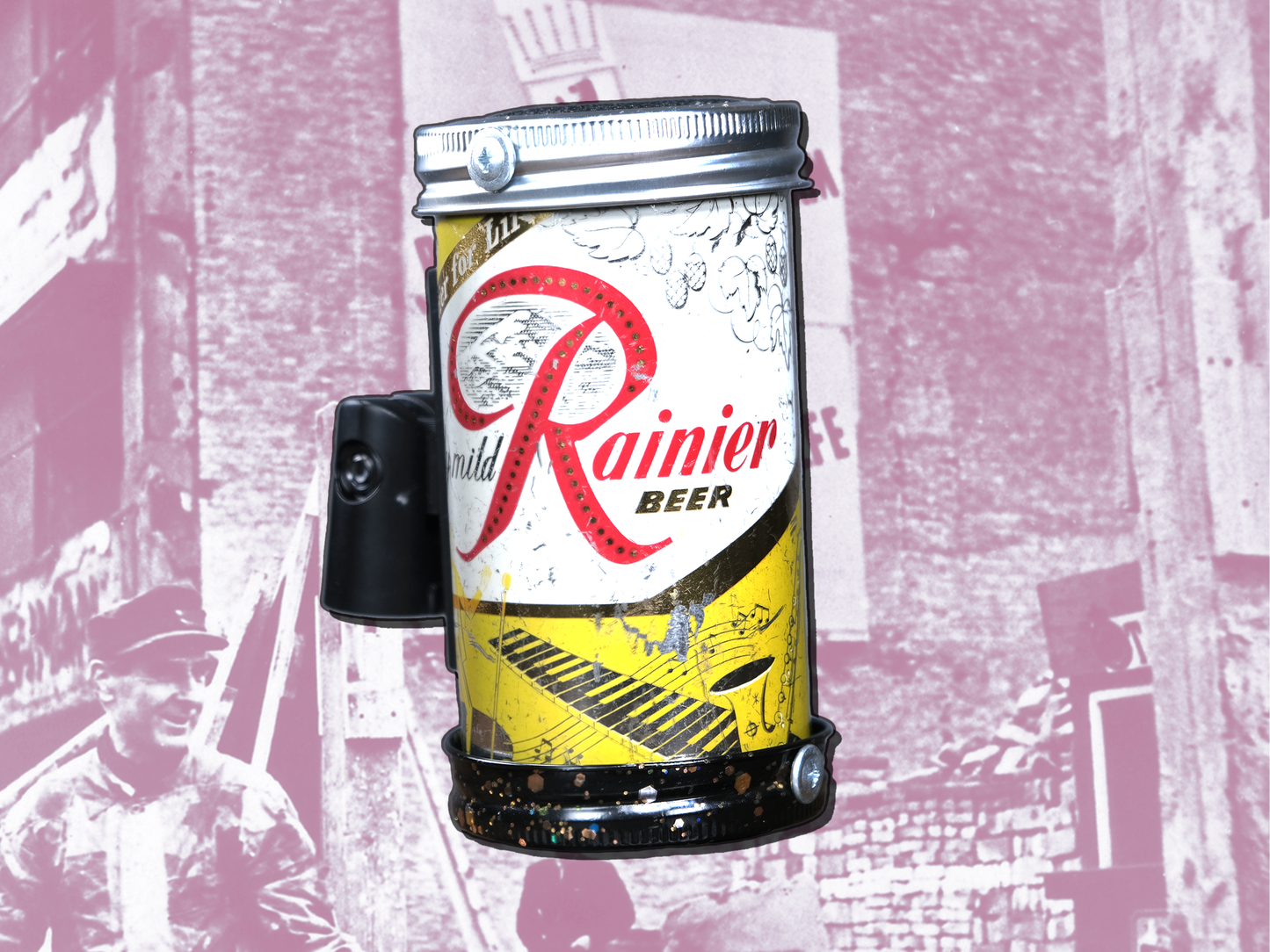 Lo Fi Beer Can Microphone - 1950s Boeing Wind Tunnel Rainier, Yellow Dance Hall Party