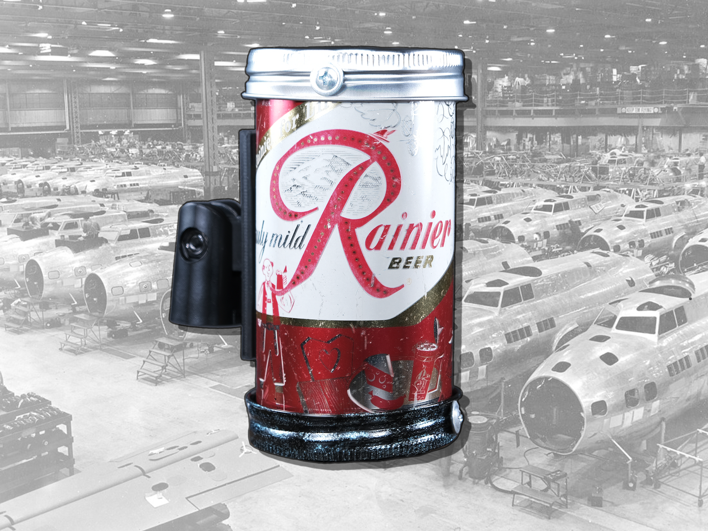 Lo Fi Beer Can Microphone - 1950s Boeing Wind Tunnel Rainier, Red Beer Hall Feast