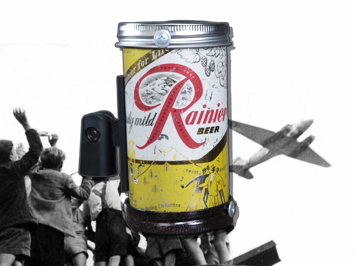 Lo Fi Beer Can Microphone - 1950s Boeing Wind Tunnel Rainier, Yellow Bavarian Circus