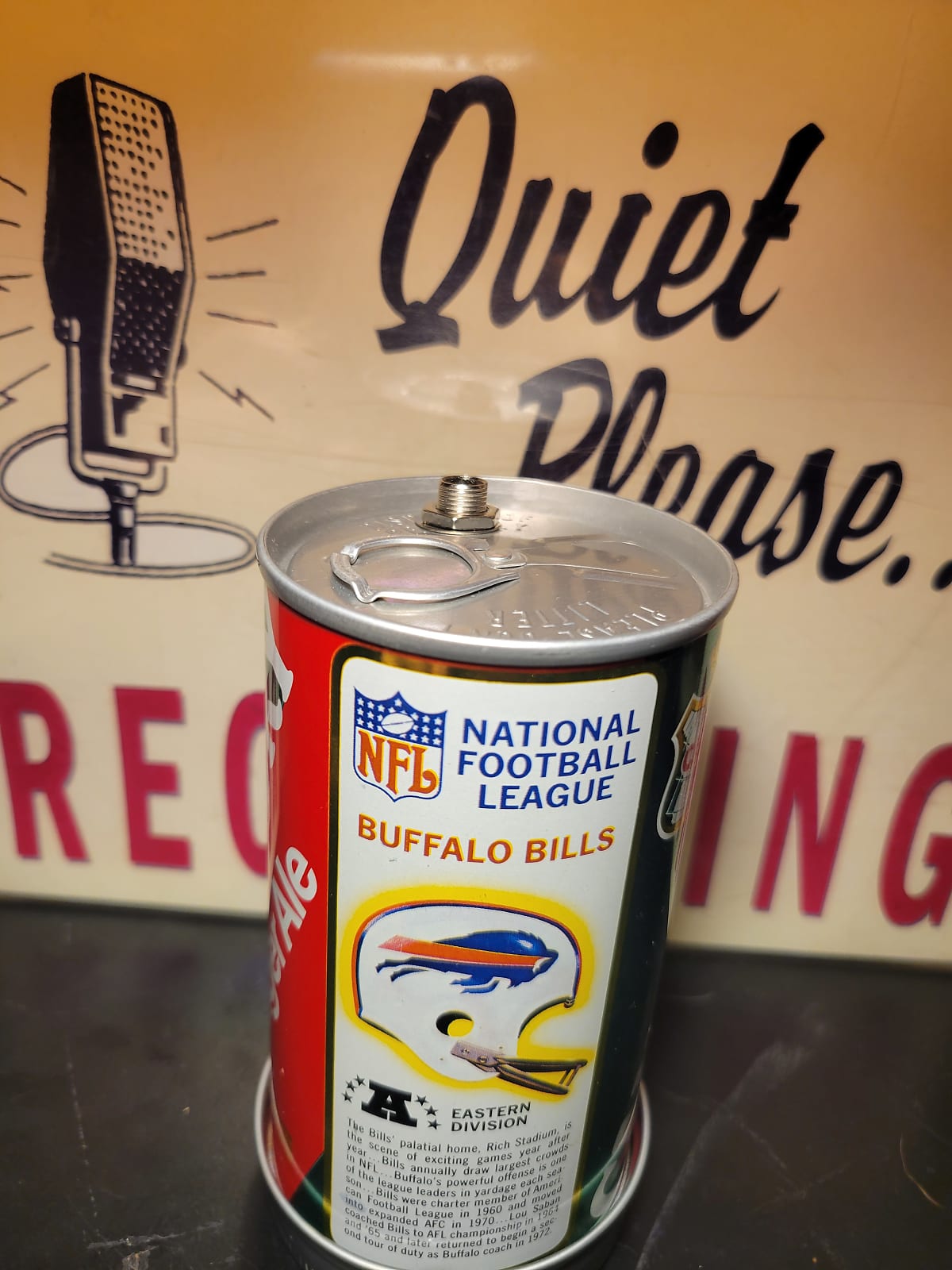 Lo Fi Soda Can Microphone - 1976 NFL Buffalo Bills