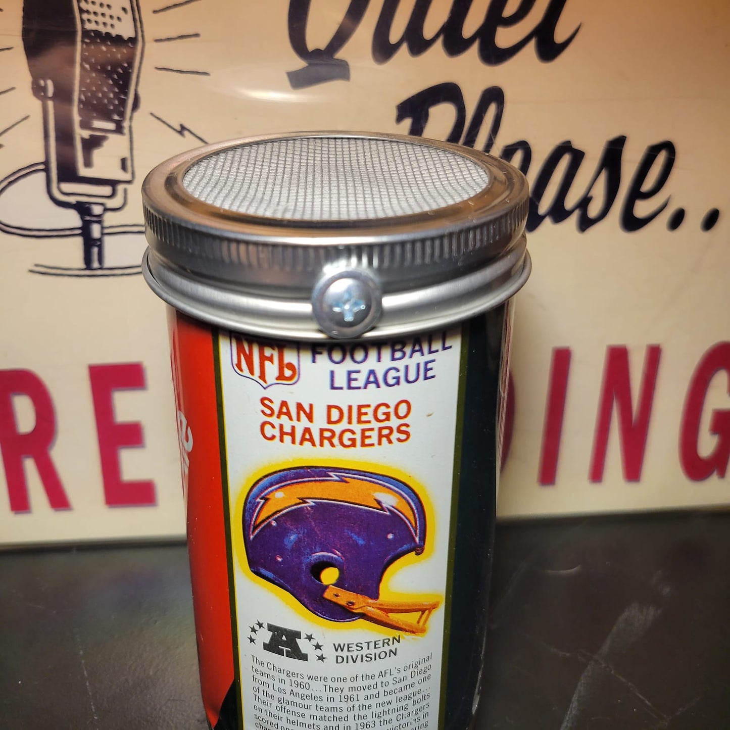 Lo Fi Soda Can Microphone - 1976 NFL San Diego Chargers