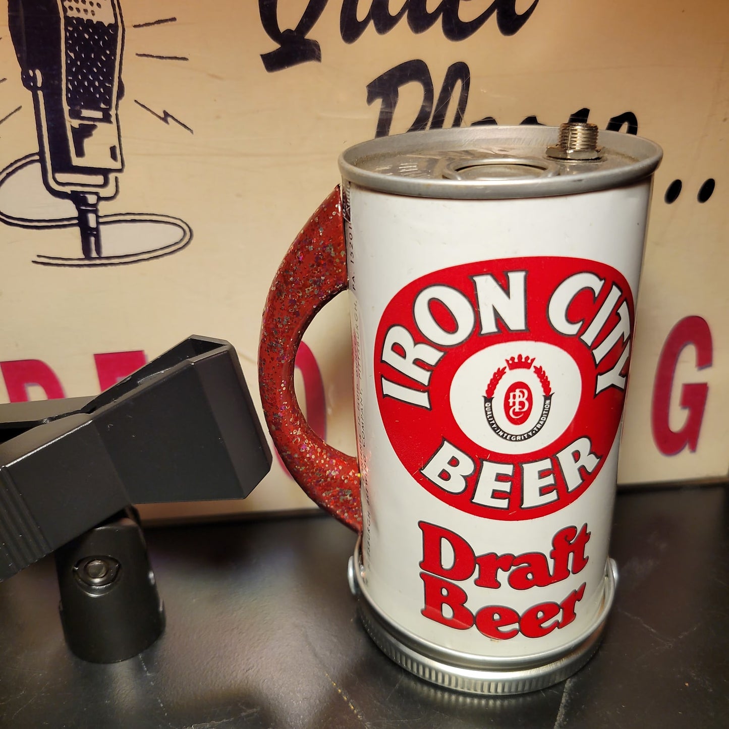 Lo Fi Beer Can Microphone - Pittsburgh Iron City, Christmas Fireplace