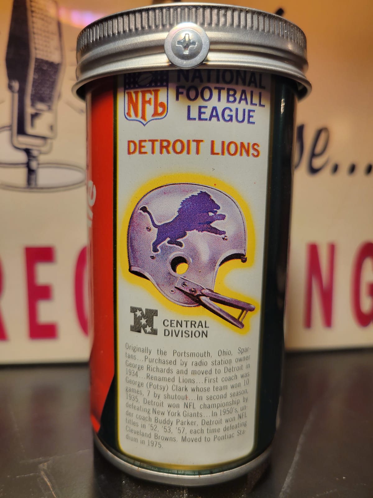 Lo Fi Soda Can Microphone - 1976 NFL Detroit Lions