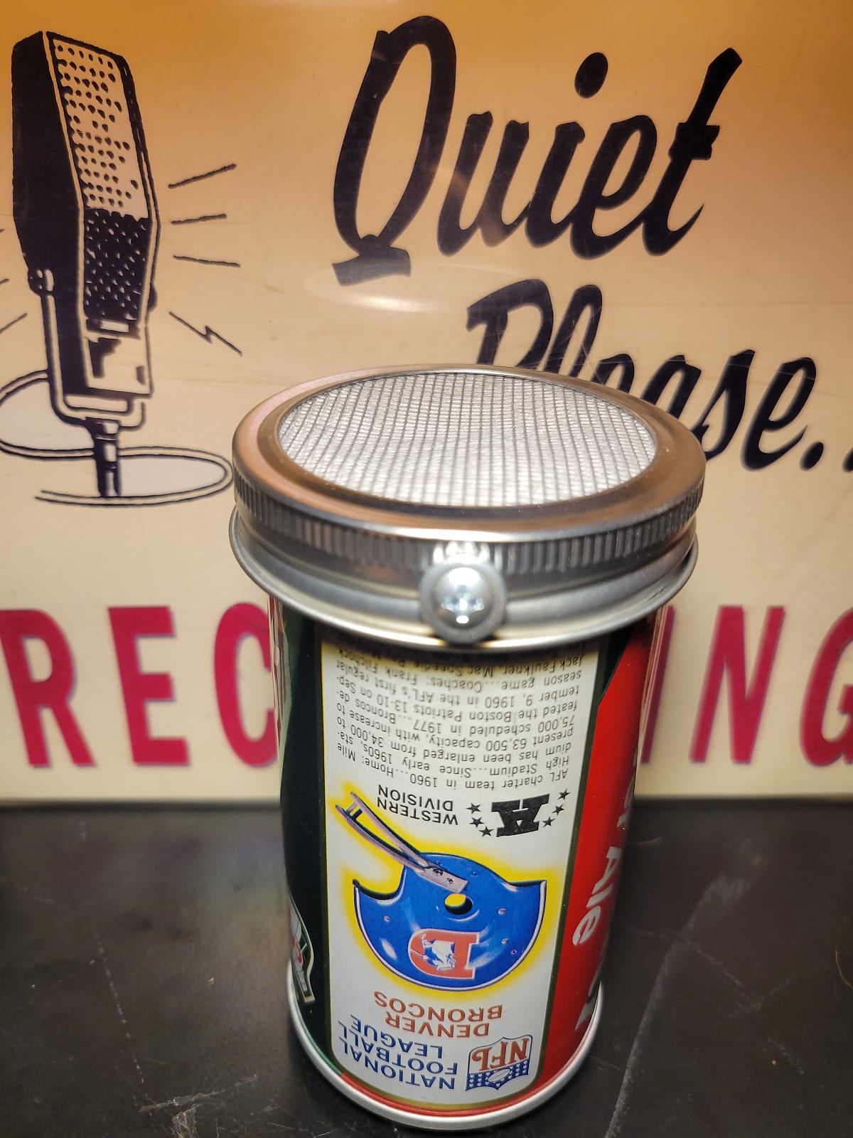 Lo Fi Soda Can Microphone - 1976 NFL Denver Broncos