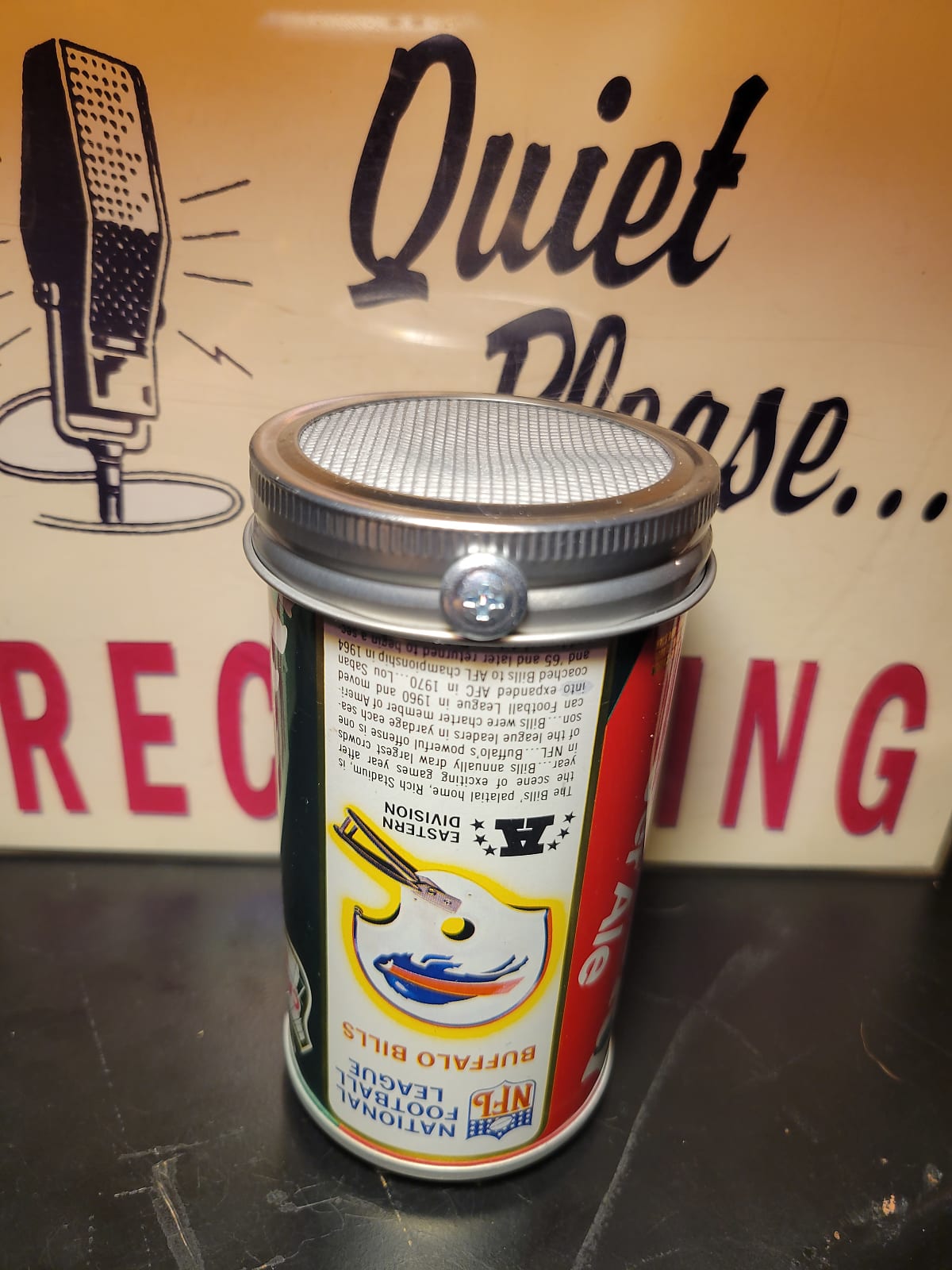 Lo Fi Soda Can Microphone - 1976 NFL Buffalo Bills