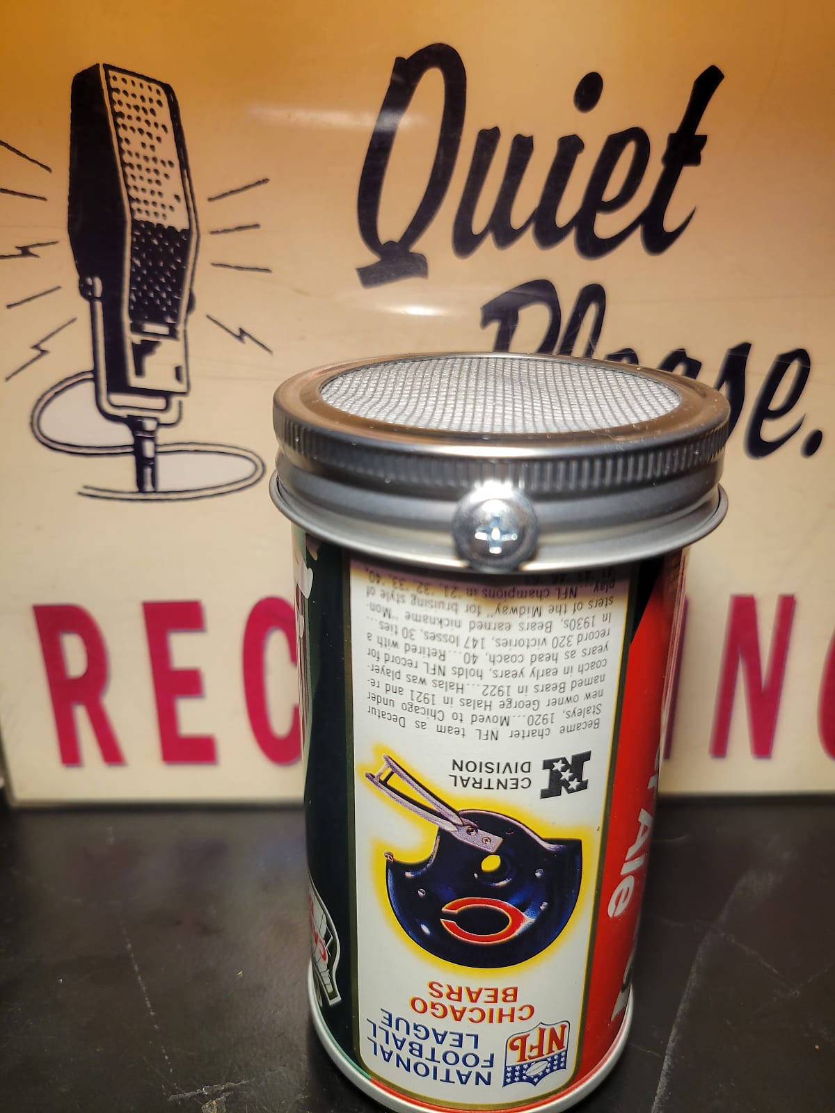 Lo Fi Soda Can Microphone - 1976 NFL Chicago Bears