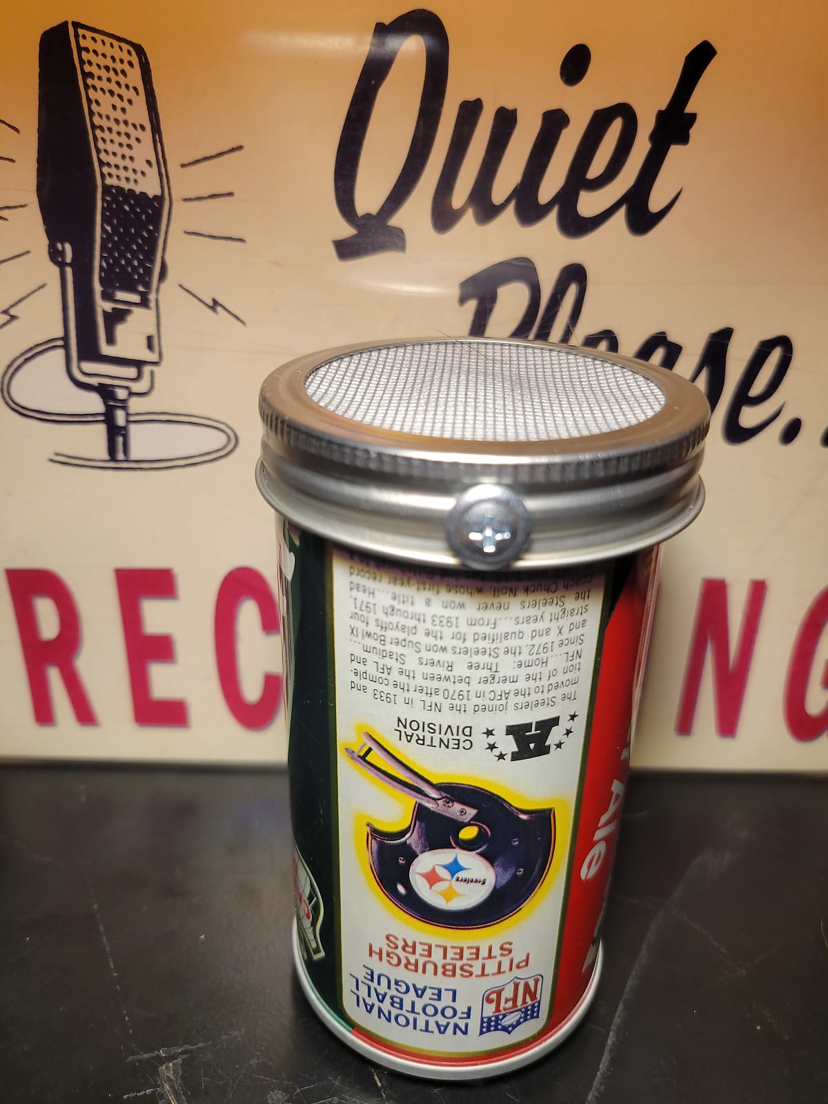 Lo Fi Soda Can Microphone - 1976 NFL Pittsburgh Steelers