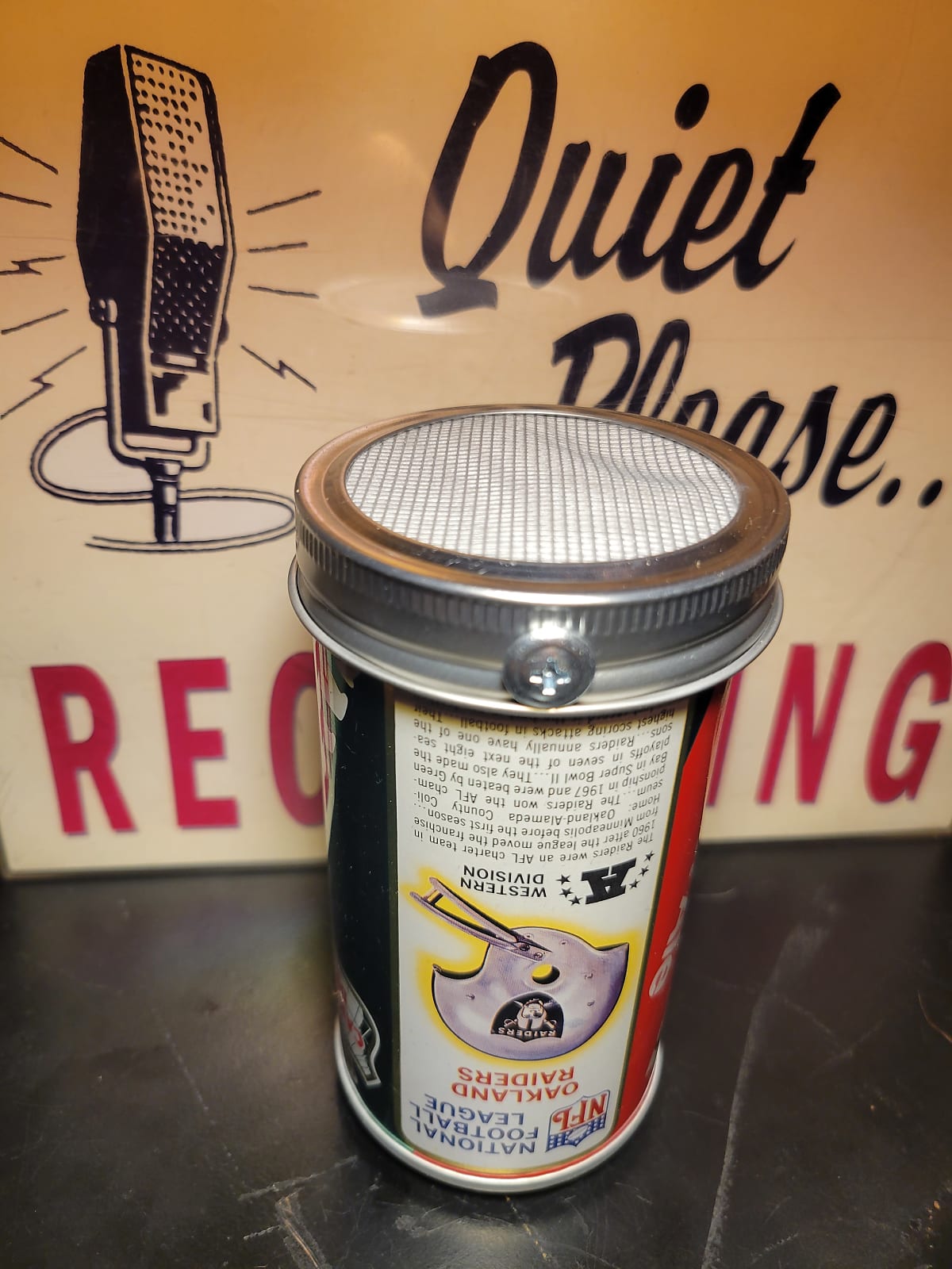 Lo Fi Soda Can Microphone - 1976 NFL Oakland Raiders