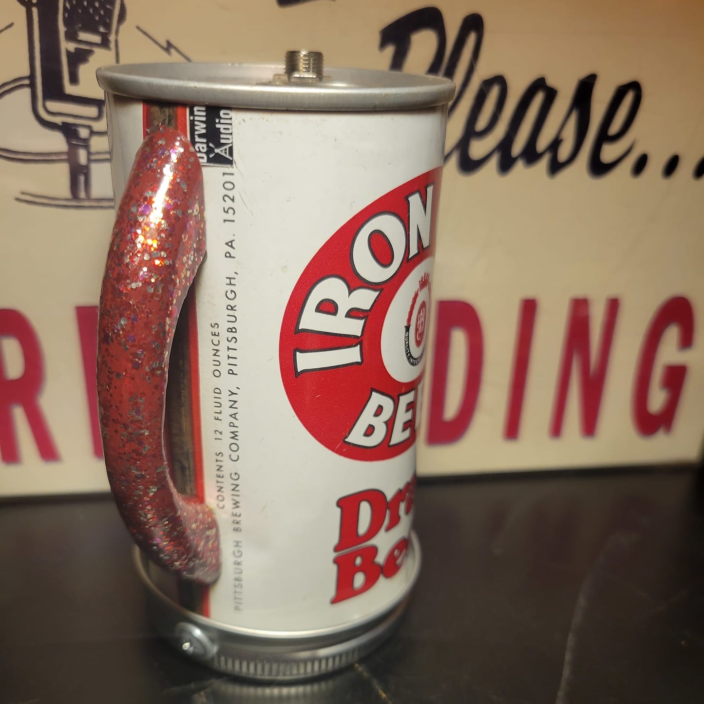 Lo Fi Beer Can Microphone - Pittsburgh Iron City, Christmas Fireplace