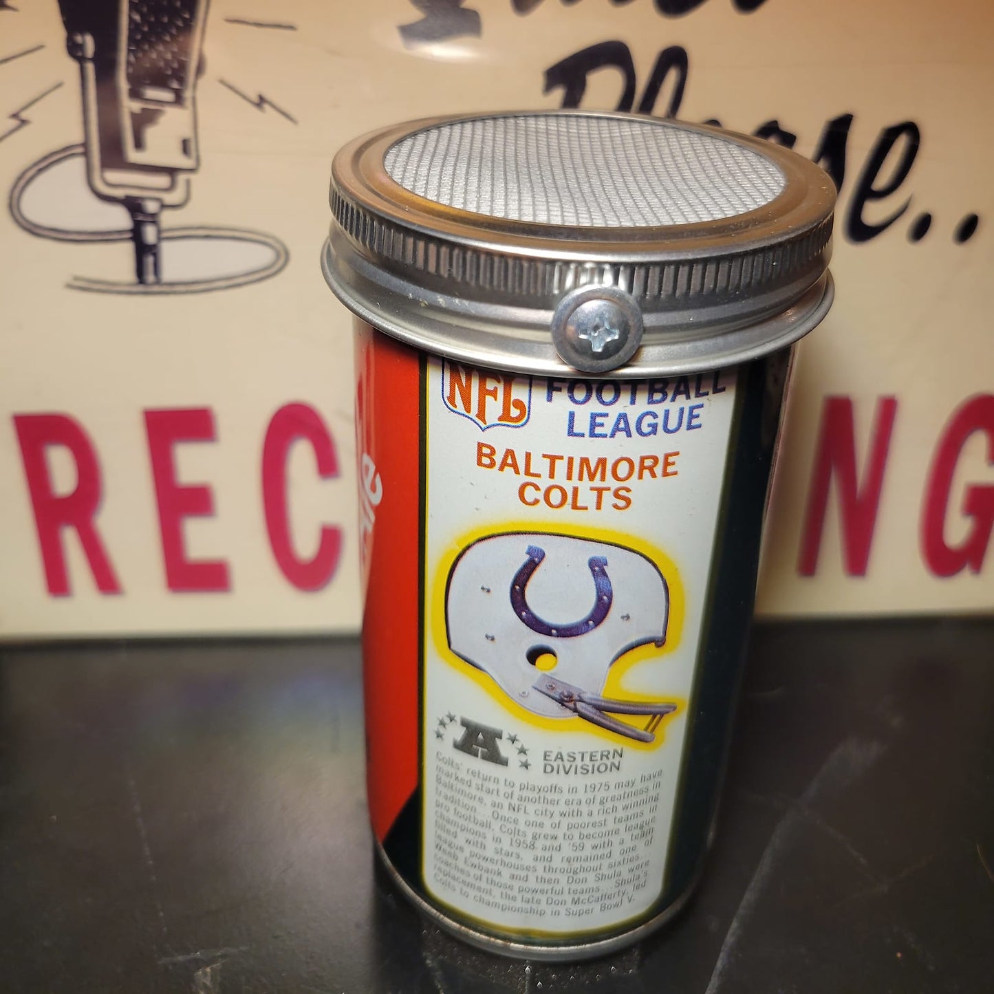 Lo Fi Soda Can Microphone - 1976 NFL Baltimore Colts