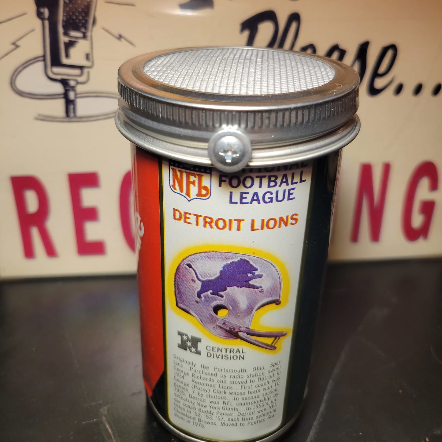 Lo Fi Soda Can Microphone - 1976 NFL Detroit Lions