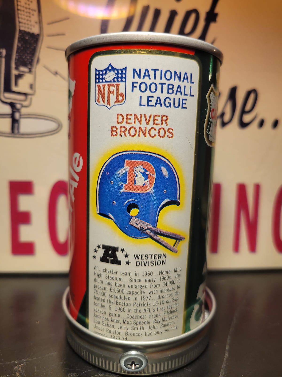 Lo Fi Soda Can Microphone - 1976 NFL Denver Broncos