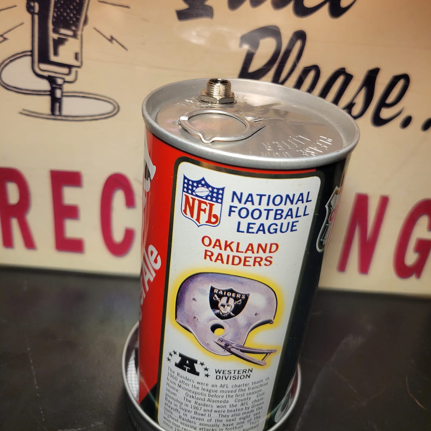 Lo Fi Soda Can Microphone - 1976 NFL Oakland Raiders